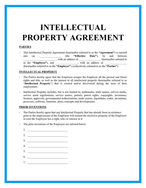 Intellectual Property Agreement Template