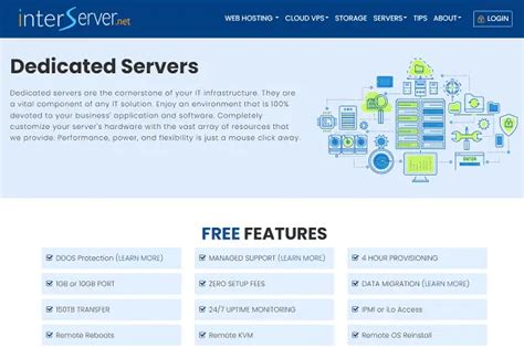 InterServer dedicated server configurations, showcasing powerful hardware options for enterprise-level hosting.