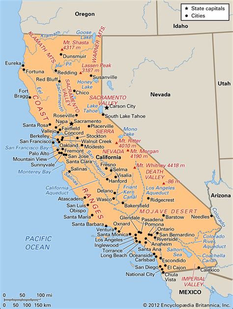 Interactive Map of California with Capital