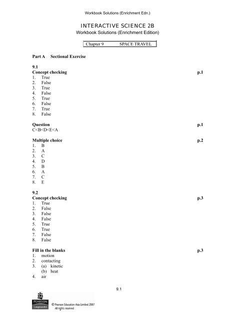 Interactive Science Workbook 2b Answer Ch 10 Kindle Editon