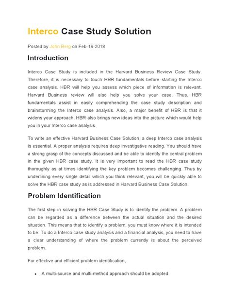 Interco Case Study Solution Doc