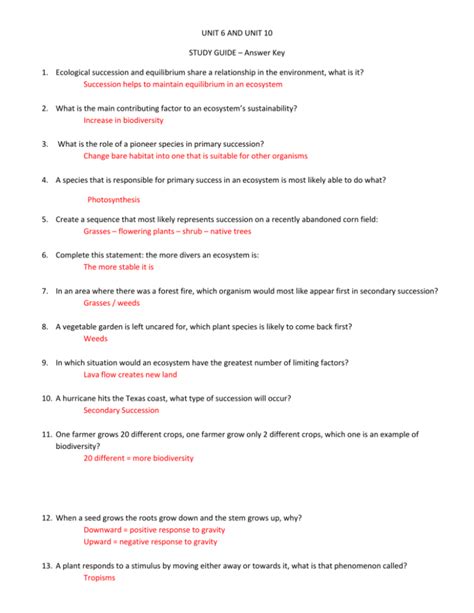 Interdependence Of Life Study Guide Answer Key Doc