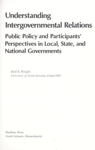 Intergovernmental Relations and Public Policy Reader