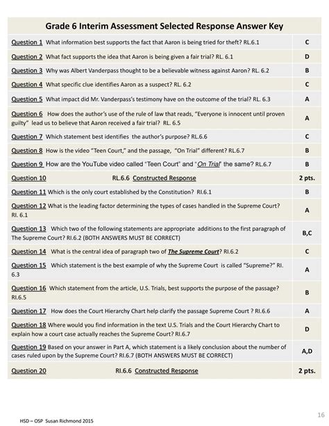 Interim Assessment Unit 1 Grade 6 Answers PDF