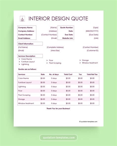 Interior Design Quotation Template