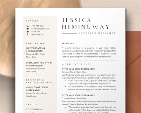Interior Design Resume Template Word