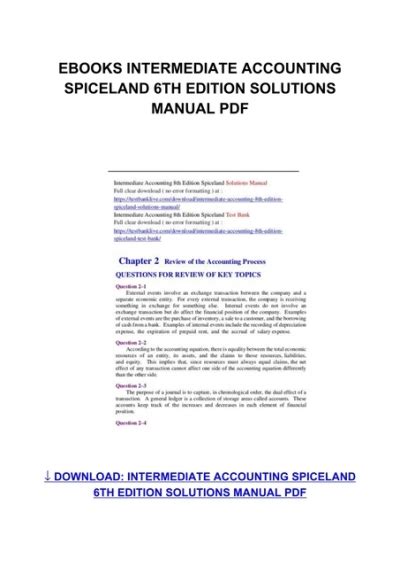 Intermediate Accounting Spiceland 6th Edition Solutions Epub