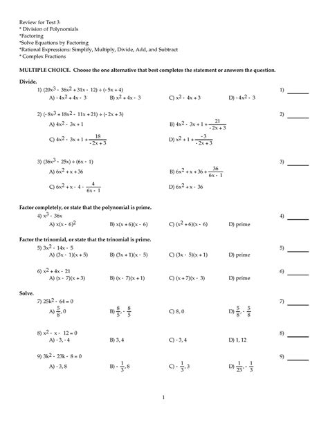 Intermediate Algebra - Review, Reference, And Practice Doc