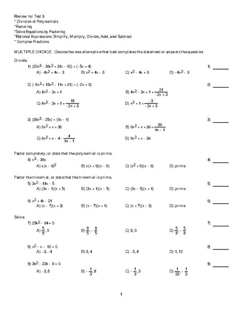 Intermediate Algebra - Review, Reference, And Practice Doc