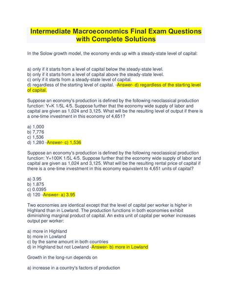 Intermediate Macroeconomics Exam Questions And Answers Reader