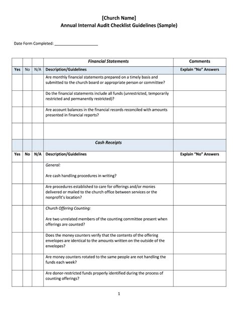 Internal Audit Checklist Template