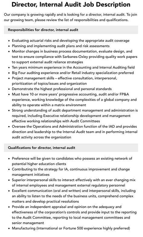 Internal Audit Director Jobs: A Comprehensive Guide to Career Development