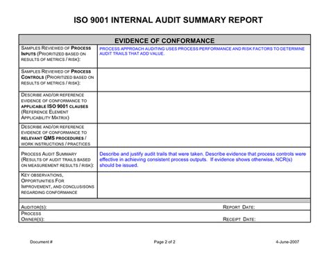 Internal Audit Template Iso 9001