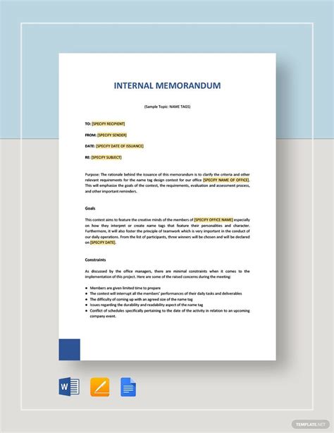 Internal Memo Template