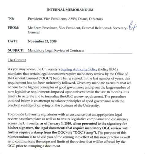 Internal Memorandum Template