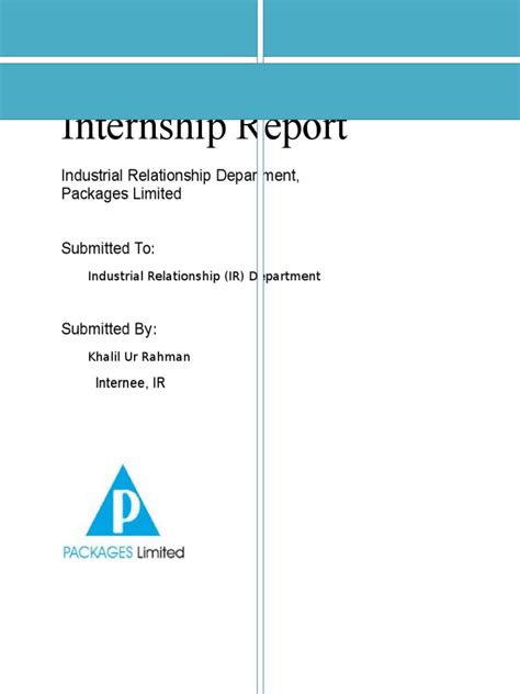 Internship Report Packages Limited Kindle Editon