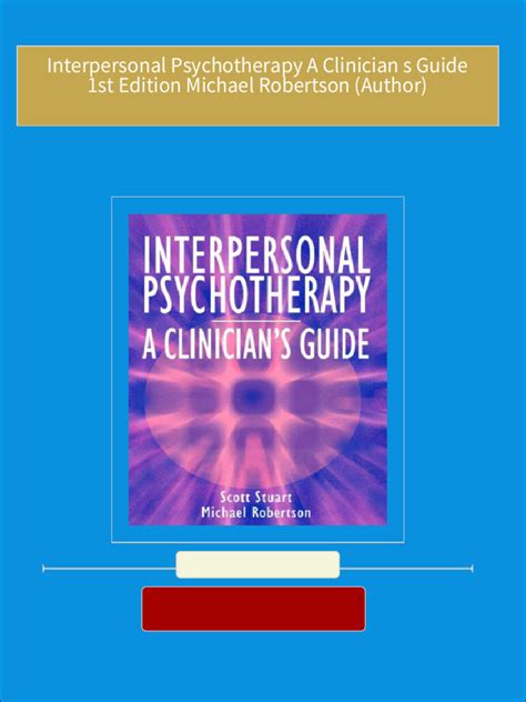 Interpersonal Psychotherapy A Clinician s Guide Reader