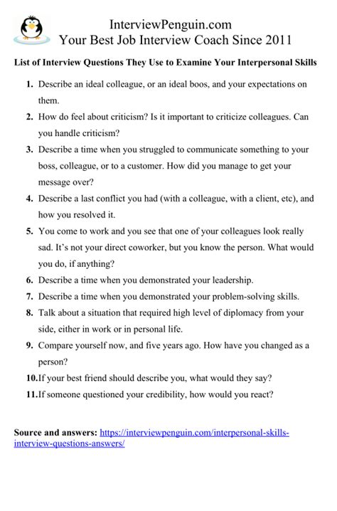 Interpersonal Skills Interview Questions And Answers PDF