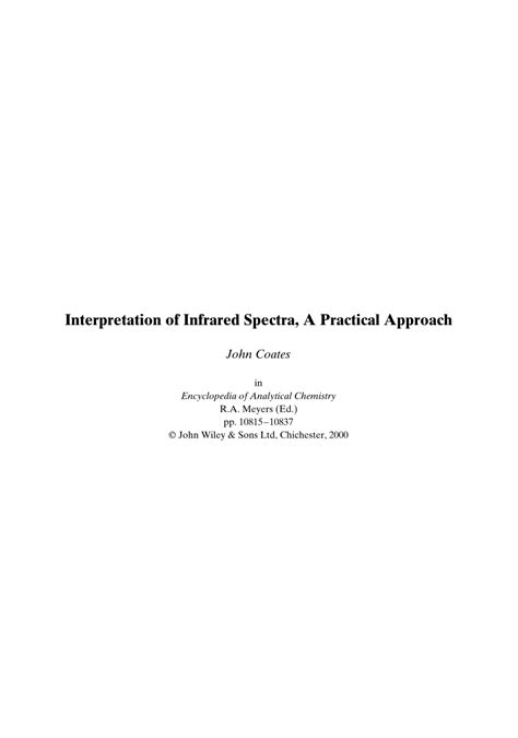 Interpretation Of Infrared Spectra A Practical Approach Ebook Epub