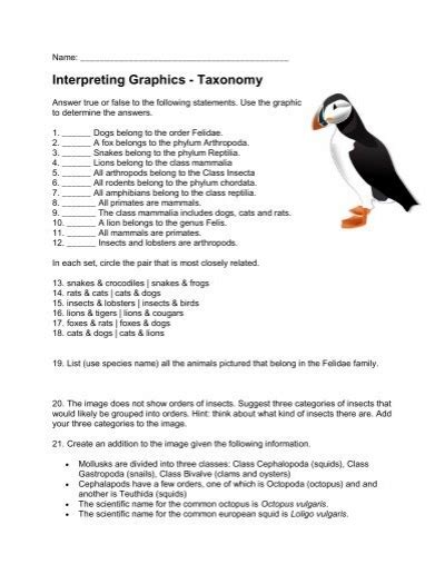 Interpreting Graphics Taxonomy Answers Key Doc