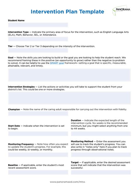 Intervention Plan Template