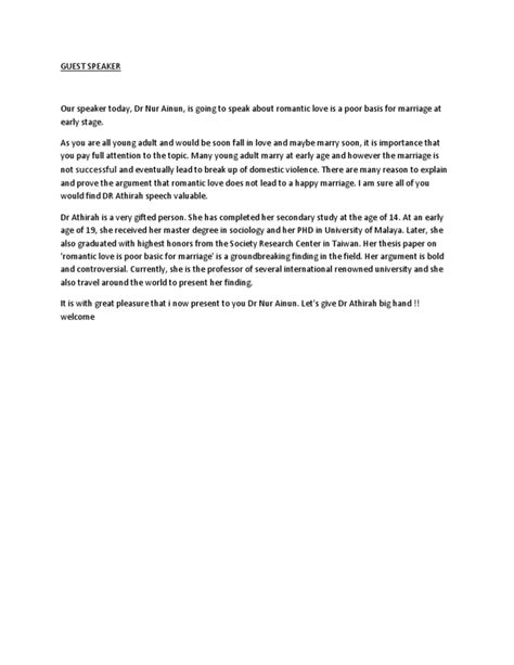 Introducing A Guest Speaker Template