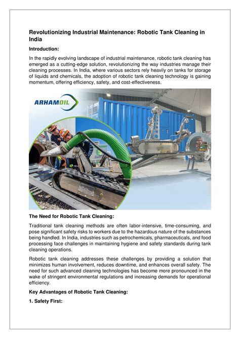 Introducing the Industrial Tank Cleaning Robot: Revolutionizing Tank Maintenance