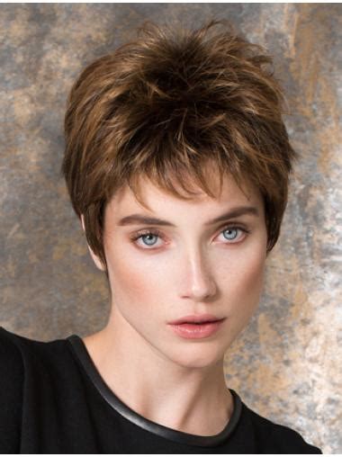 Introducing the Revolutionary 4" Brown Synthetic Boycuts Short Ladies Wigs for 2025