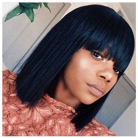 Introducing the Stunning Lace Front Graceful Bangs Straight Short Wigs