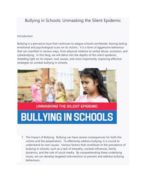 Introduction: The Silent Epidemic of Bullying