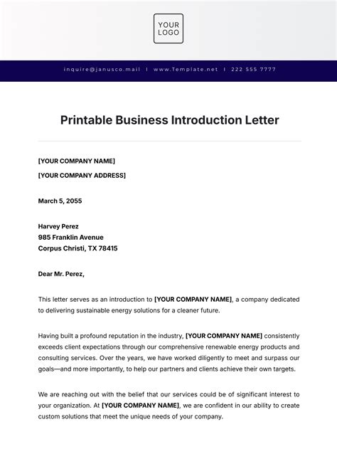 Introduction Letter Template