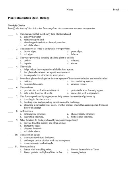 Introduction Of Plants Answers Epub