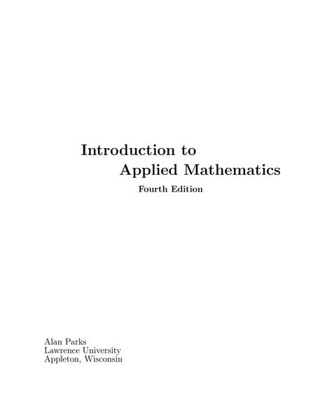 Introduction To Applied Mathematics Solution Epub