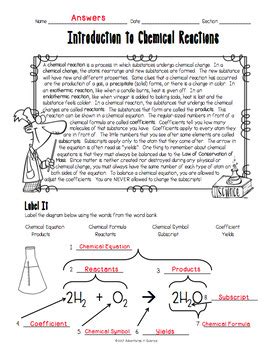 Introduction To Chemical Reactions Answer Key Doc