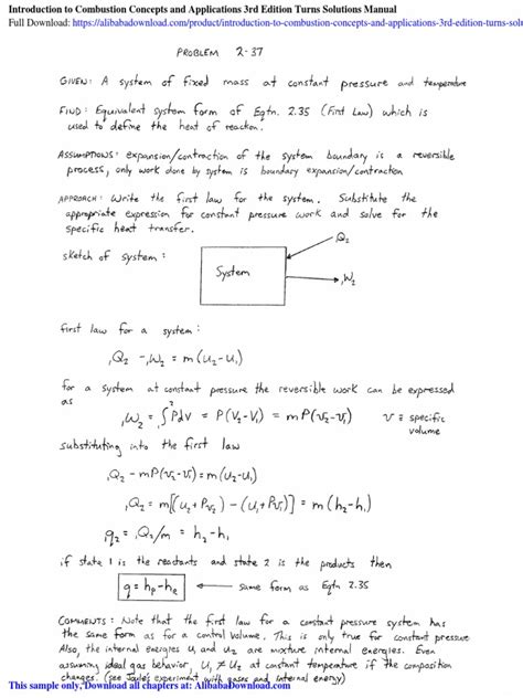 Introduction To Combustion Turns 3rd Solutions Reader