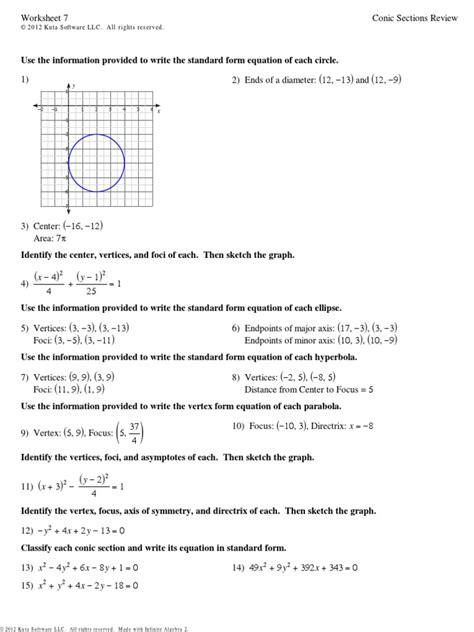 Introduction To Conic Sections Practice A Answers Doc