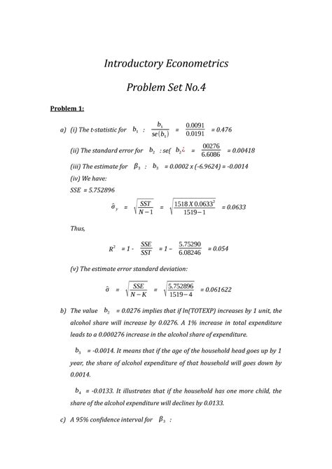 Introduction To Econometrics Homework Solutions Doc