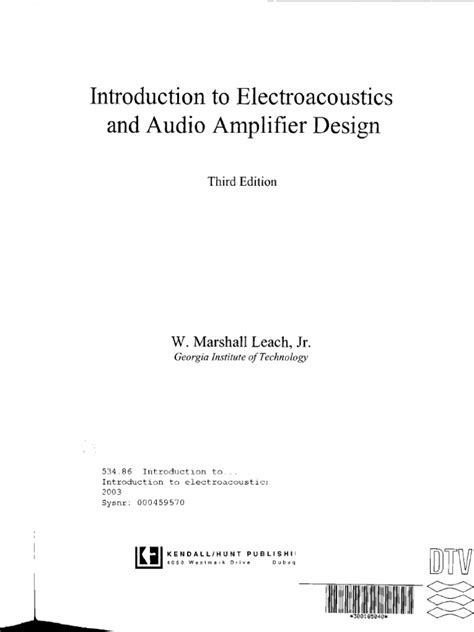 Introduction To Electroacoustics and Audio Amplifier Design Ebook Reader