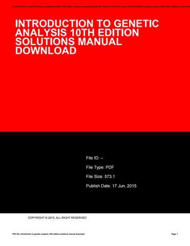 Introduction To Genetic Analysis 10th Edition Solutions Manual Ebook Doc