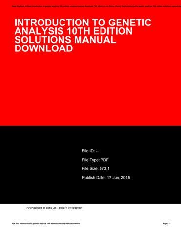 Introduction To Genetic Analysis Solutions Manual 10th Ebook Doc