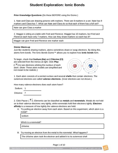 Introduction To Ionic Bonds Answers Reader