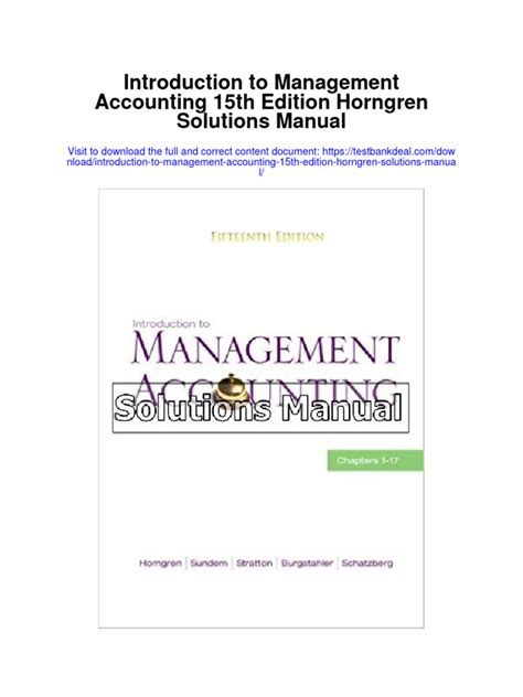 Introduction To Management Accounting Horngren 15th Edition pdf Doc
