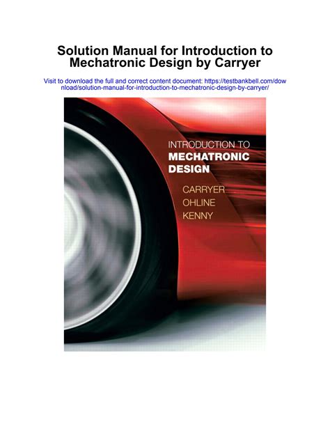 Introduction To Mechatronic Design Solution Manual PDF