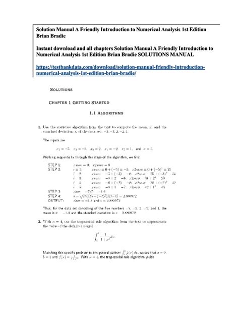 Introduction To Numerical Analysis Solution Manual Doc