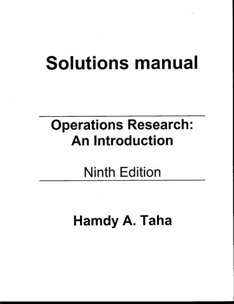 Introduction To Operations Research Solutions Manual Ninth Edition Doc