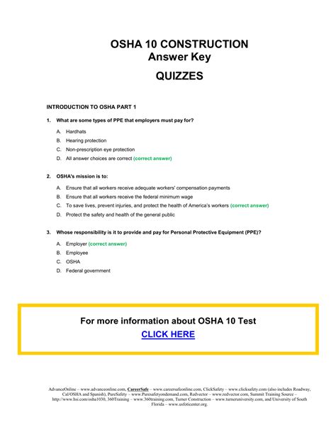 Introduction To Osha 30 Hour Lesson 1 Quiz Answers Online Ebook Reader