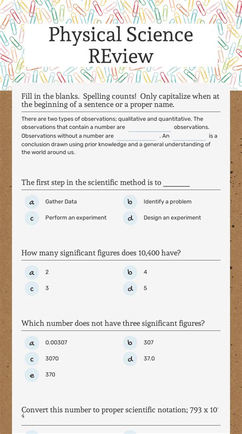 Introduction To Physical Science Answers Reader