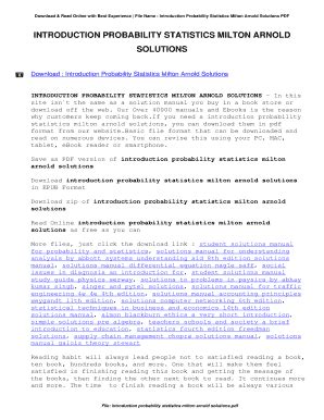 Introduction To Probability And Statistics Milton Solutions Doc