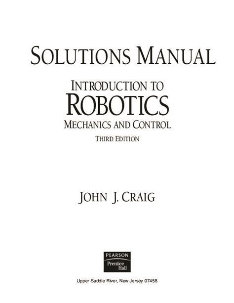 Introduction To Robotics Craig Solutions Free Download Doc