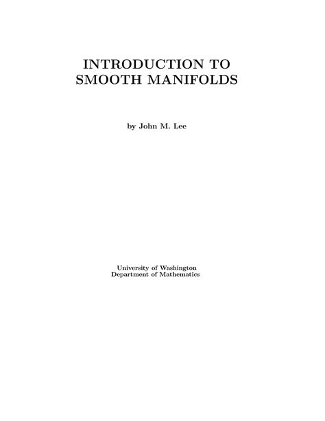 Introduction To Smooth Manifolds Lee Solution Manual Reader